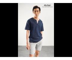 Mens Linen/Cotton V-neck shirts loose form Routine brand (Model: 10S21TSH017) - Image 1