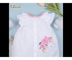 Flower & rabbit embroidery bubble for newborn OEM ODM baby set clothing customized - Image 2
