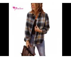 Wholesale Oversized Plaid Shirt Casual Long Sleeve Button Down Shirts For Women