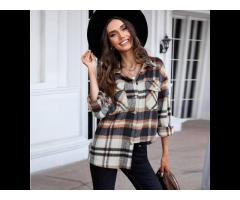2021 Trendy Jackets For Women Button Down Long Sleeve Shirts Plaid Jacket - Image 1