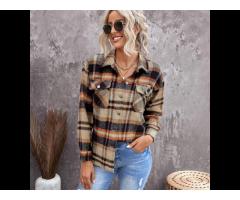 2021 Trendy Jackets For Women Button Down Long Sleeve Shirts Plaid Jacket - Image 2