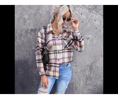 2021 Trendy Jackets For Women Button Down Long Sleeve Shirts Plaid Jacket - Image 4