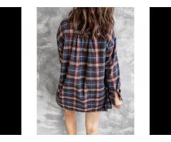 Wholesale Long Sleeve Designer Button Down Shirts For Ladies Plaid Shirt Women - Image 2