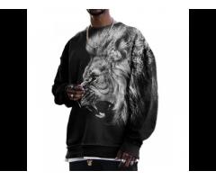 New Arrivals Lion Print Crewneck Sweatshirt For Men's Pullover Oversized Sweatshirts Men - Image 2