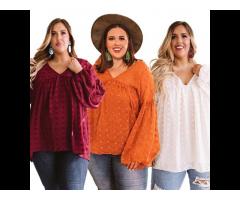 Casual Long Sleeve Summer Polka Dot Blouse Tops White Ladies Plus Size Women's Blouses & Shirts - Image 1
