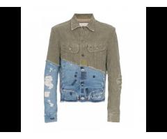 Custom Wholesale Trending Men Jean Jacket Patchwork Denim Jacket - Image 2
