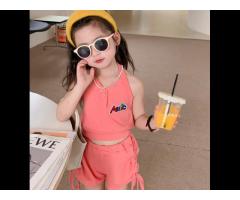 KS0493 Fashion girls crop top and shorts 2022 summer kids 2 piece sets girls