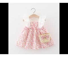 KS2511 Nice pattern little girls floral dress summer lapel cute baby-girl-summer-dress