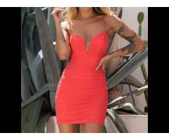 Hot Selling Casual Boutique Sexy V-neck Low-cut Dresses Women Summer 2022 Sling
