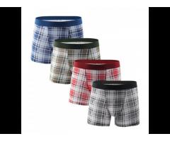 Printed Sport Plaid Shorts Plus Size Men's Underwear Boxer Briefs Cotton Men Underwear