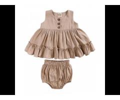 Girls dress 2022 new summer cotton and linen girl baby vest ruffled petticoat princess - Image 1