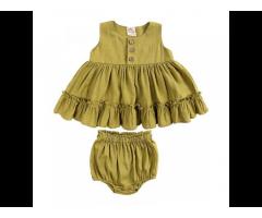 Girls dress 2022 new summer cotton and linen girl baby vest ruffled petticoat princess - Image 2