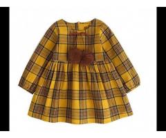 Toddler Girls Plaid Long Sleeve Playwear Dress Kid Children Fall Outfit Party Princess Dress