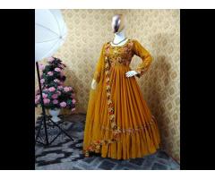 Anarkali designer party wear new look silk embroidered stone work Indian ladies wear - Image 1