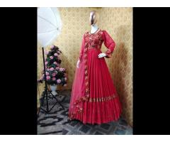 Anarkali designer party wear new look silk embroidered stone work Indian ladies wear - Image 2