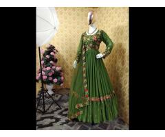 Anarkali designer party wear new look silk embroidered stone work Indian ladies wear - Image 3
