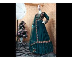 Anarkali designer party wear new look silk embroidered stone work Indian ladies wear - Image 4