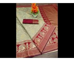 Heavy Banarasi Kanchipuram Self Weaving Jacquard Saree for wedding and special occasion