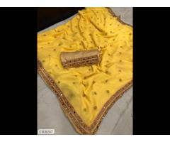 Latest Marble Georgette Double Lace Border saree for wedding