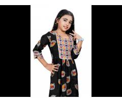 Most Attractive party wear cotton rayon printed top with palazzo indian girls wear - Image 2