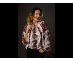 Women's spring blouses & shirts Cross Stitch Embroidered Romanian Blouses Cotton Summer - Image 1