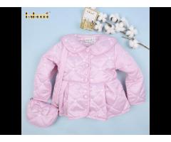 Flower embroidery pink quilted coat for children OEM ODM girl quilted clothing - QC110 - Image 1