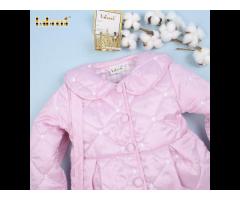 Flower embroidery pink quilted coat for children OEM ODM girl quilted clothing - QC110 - Image 2