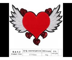 OA 30days OEM Bag Accessories Clothing Women Shirt Top Diy Large Patch Wings Red heart Sequins - Image 2