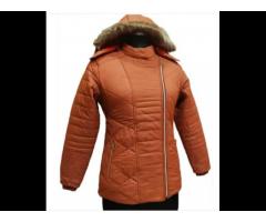 Ladies Brown Hooded Jacket