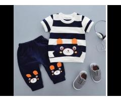 Cotton White & Navy T Shirt Nicker Set