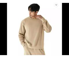 Wholesale Luxury Waffle O-neck Sweater Solid Color Casual Off-shoulder Hoodie - Image 2