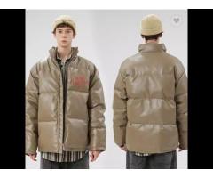 Winter Printing Plus Size Men's Coats Fashion PU Leather Men's Down Coat Loose Cotton - Image 1