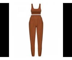 Crop Top Sports Round Neck Pullover And Casual Pants Suit Factory Direct Sales - Image 3