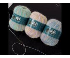 Factory wholesale long hair mink yarn 50+20g 2/14Nm 60% Angora rabbit hair 40% Nylon