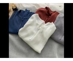 Women's Sweater V-neck Pullover Tops Knitted Sweaters Long Sleeve Button Tshirts - Image 1