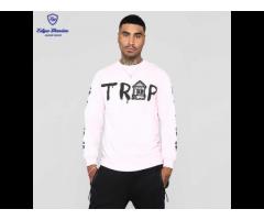 New Design Wholesale screen print on front sleeves crew neck pink trap house tee cotton hoodie men - Image 3