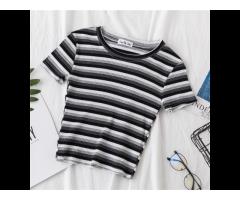 Striped Round Neck Cotton Short-Sleeved Simple Fashion Breathable T-shirt - Image 1