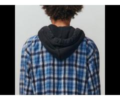 Customized Label Men's 100% Cotton Hoodie Print Logo Blue Plaid Patchwork New Design Men's Hoodies. - Image 3