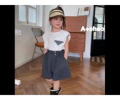 KS0334 Korean style girls summer t shirt and shorts casual fashion shorts sets for girls 2022