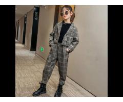 KS3394 Elder girls short blazer suit fashion plaid child set autumn plaid outfits