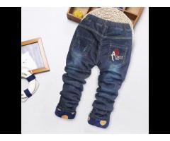 Custom New Style Casual Denim 100-130CM Kids Jeans Fashion Breathable Plush Warm Children