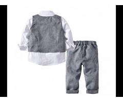 Kid Boy Formal Suit Long Sleeve Shirt with Bow Tie + Waistcoat + Long Pants 3Pcs - Image 4